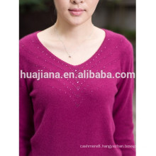 V neck woman's cashmere knitting sweater